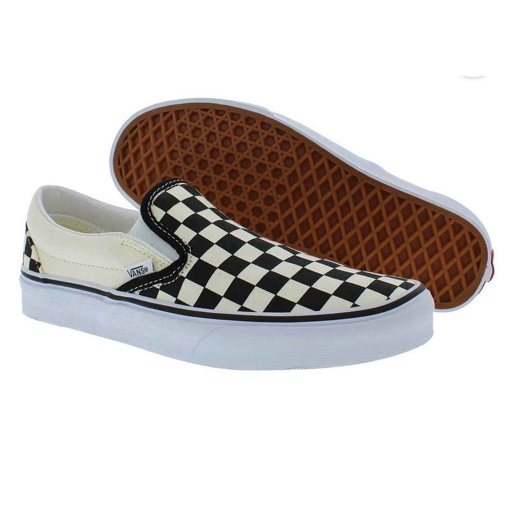 Vans Classic Slip-On Men 8 Women 9.5 Black White Excellent Checkerboard Sneakers